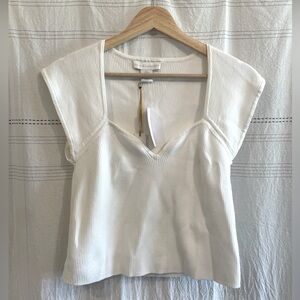 House of Harlow white cap sleeve sweetheart neck top